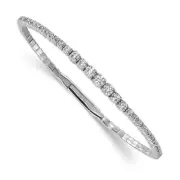 CZ Flexible Bangle Bracelet Sterling Silver Rhodium-plated