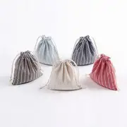 Striped Drawstring Pouch Red - S
