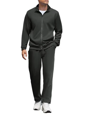 Men's Activewear Sweat Suits Two Piece Gym Tracksuit Set Sweatpants With Elas...