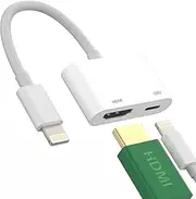 Lightning to HDMI Splitter for TV iPhone Adapter Charger Connector Digital AV Female Port Converter Screen Projector Monitor Sync Charging Cord for Apple Certified 11 12 13 14 Pro Max Mini 8 Plus Ipad