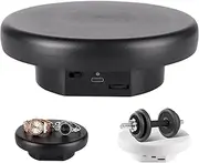 360° Electric Rotating Platform with Type-C Cable, 6.3in 15lb Motorized Rotating Display for Jewelry Photography Products Live Show Video Shoot, Mushroom Electric Turntable for 3D Model Cake Black