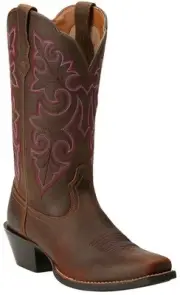 Ariat Women's Brown (pink) Round Up Western Boots, Square Toe- New With Box!