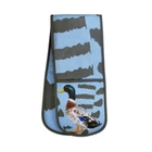 LESLIE GERRY Blue MALLARD DUCK Designer UK Long DOUBLE Oven Mitt GLOVE New NWT