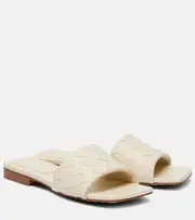 [Bottega Veneta] Bottega Veneta Parco Intrecciato leather slides AU 8 white