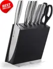 7Pcs Professional Knife Set, Magnetic Block, Sharp Chef Knives, Silver