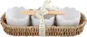 Mud Pie Scallop Tidbits in Holder, 10.25" x 4", WHITE