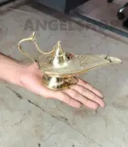 Aladdin Genie Chirag Vintage Style Handcrafted Brass Aladin Oil Lamp Home