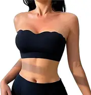 [viiotu] Womens Strapless Bra Non-Padded, Elastic Backless Bra Crop Top Bralettes, Anti-Slip Strapless Bras for Women