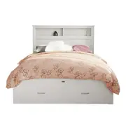 Porcia Timber Bed with Storage Shelves & Drawers - White Double