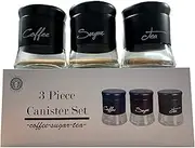 The House of Florence Glass Canisters 3 Piece Set, Black