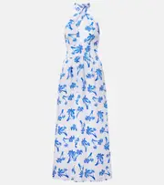 [Heidi Klein] Heidi Klein Palm Beach printed linen maxi dress AU 16 white