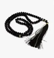 Tasbih Islamic Prayer Beads | 100 Crystal Beads for Salat & Dhikr | Black, Unise