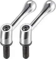 uxcell M10 x 25mm Handle Adjustable Clamping Lever Thread Push Button Ratchet Male Threaded Stud Knobs Locking Rotating Screw Handles Quick Release Bolt Silver Tone 2pcs