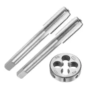 3pcs Metric Hand Tap & Die Set M12 x 1.25 Taper/Plug Thread Taps and Round Die