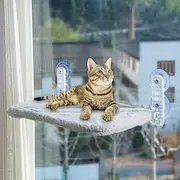 Leuik Cat Window Perch, Cordless Cat Window Hammock Bed, Solid Metal Frame, with 4 Strong Suction Cups, Foldable Cat Seat for Indoor Cats Sunbathing, Napping & Overlooking