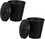 MAGICLULU 2pcs Mini Trash Can Car Bins for Trash Cup Holder Storage Bin Small Outdoor Garbage Can Small Garbage Can with Lid Bathroom Camping Trash Bin Couvercle Boxes Galvanized Iron Black