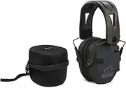 Walker's Razor Tacti-Grip with Rubber Headband (Black) Bundle with Hearing Protection Case