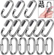 Quick Link, 304 Stainless Steel D Shape Locking Carabiner Heavy Duty Chain Link
