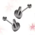 2pcs Stainless Steel Stud Tongue Barbells Body Piercing Jewelry Tongue Rings
