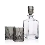 Riedel Nachtmann Shu Fa Smoke Whiskey Decanter, 3 Piece Set NEW Fine Crystal