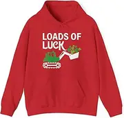 [Sumairah] Funny Load of Luck Bulldozer Shamrock St Patricks Day Hoodie(Red, Large)