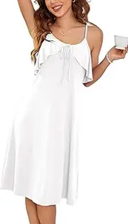 [Original Kimono] Nightgown for Women Sexy Sleeveless Sleepwear Chemise Full Slip Nightdress Soft Nighties S-XXL