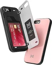 TORU CX Hybrid for iPhone SE (2022) / SE (2020) / iPhone 8 / iPhone 7 Wallet Case | Dual Layer Slim Protective Hard Cover with Hidden 2-Credit Card Slot Holder - Pink