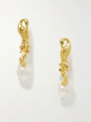 [Pacharee] Pacharee - Kinari Gold-plated Multi-stone Earrings - One size One size Gold