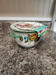 NEW Pioneer Woman Rose Shadow Berry Colander Floral, Dots Green Ceramic 2 Pc Set