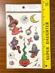 Halloween Pumpkin Witch Body Tattoo Spider Web Eyeball Crescent Moon