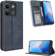 Retro Magnetic Mobile Phone Accessories Compatible with Infinix Smart 7 HD Plus Smart7 X6516 Cover Stand Holder Card Slot Wallet Clip Anti-Fall Housing (Blue,Infinix Smart 7 Plus)