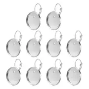 10Pcs Leverback Earring Hooks with 20mm Flat Round Blank Bezel Trays, Silver