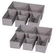 12 Pack Foldable Cloth Storage Box Closet Dresser Drawer Organizer Medium Grey