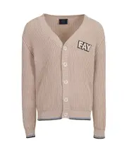 V-neck knitted cardigan 6Y,10Y Nude