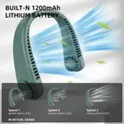(Neck Fan-Green)Hanging Neck Fan Portable Lazy Leafless Hanging Neck Fan G