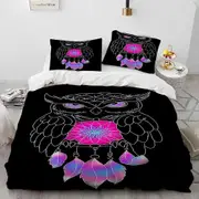 v2464 Bed Sheets Fashion DreamCatcher Feather Comforter Bedding Set,Duvet Cover Bed Set Quilt Cover Pillowcase,King Queen Size Bedding Set Gift 3-Piec