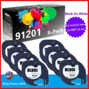 8 PK 91331 91201 Label Tap Used for Dymo Label Maker 220P 260P(Black on White)