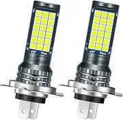 Ruiandsion H7 LED Front Light Bulb, 1800LM Cyan 10-30V Non Polarity 3030 LED Chip Required Real 1:1 Size Direct Installation for Fog Lamp DRL (Pack of 2)