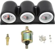 3 in1 Triple Auto Gauge Meter Kit, 3 in 1 Car Gauge Meter Water Temperature Tachometer Oil Pressure Instrument Panel Replacement for 4 6 8 Cylinder Gasoline Vehicle 12V