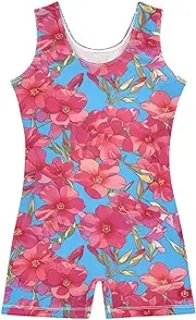 [FRODOTGV] Glowing Red Phlox Flowers Girls' Gymnastics Leotards Cute Tumbling Outfits for Excise, Tumbling Class, Biketards