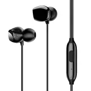 EP-28 Earphone Durable 3.5mm Wired Control In-ear Stereo Earbuds Headphone with Mic BLACK COLOR
