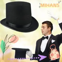 在飛比找蝦皮購物優惠-MIH黑色禮帽,優雅織物魔術師帽子,時尚服裝配件可折疊黑暗紳