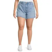 Terra & Sky Women's Plus A-Line Short, Light Wash, 18