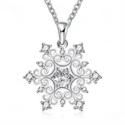 2PCS Silver plating Snowflake Pendants&Necklaces Jewelry
