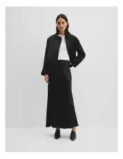 [Country Road] Satin Bias Skirt in Black
