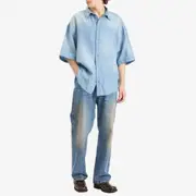 Acne Studios Spray Logo Light Denim Short Sleeve Shirt