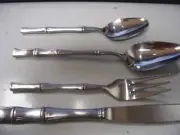Bamboo - Bright Finish by TOWLE SILVER Knife, 2 Teaspoons, 2 Place Spooon