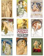 SILK art panel - 9 ladies by Alphonse Mucha ART NOUVEAU embellish embroider bead