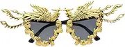 [LIFKOME] 1pair Funny Sunglasses for Women Creative Holiday Party Props Stylish Retro Eyewear for Masquerade and Cosplay Events Unique Frame Design Grey Lenses