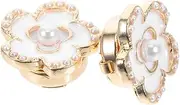 [VANZACK] 2pcs Flower Cufflinks for Women Elegant Button Covers Decorative Alloy Pearl Jewelry Diy Shirt Accessories